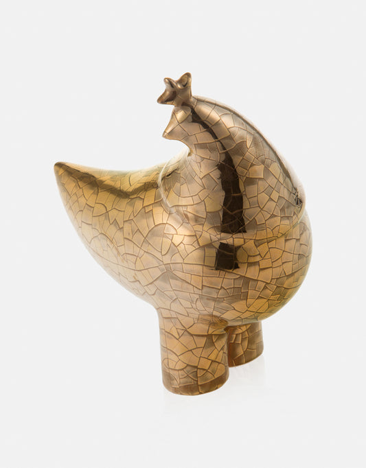 Ceramic Dancing Bird - No. 8 - Gold and Platinum Luster