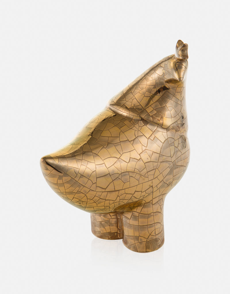 Ceramic Dancing Bird - No. 8 - Gold and Platinum Luster