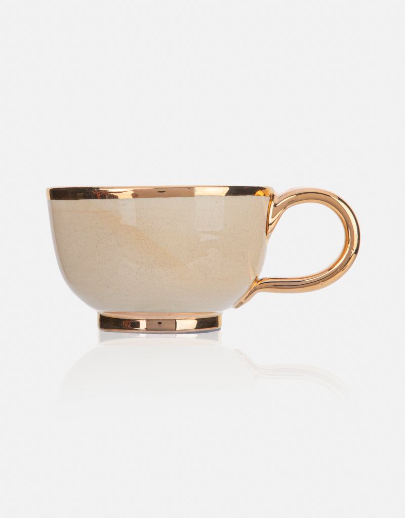 Ceramic cup and saucer Set- with gold plated edges