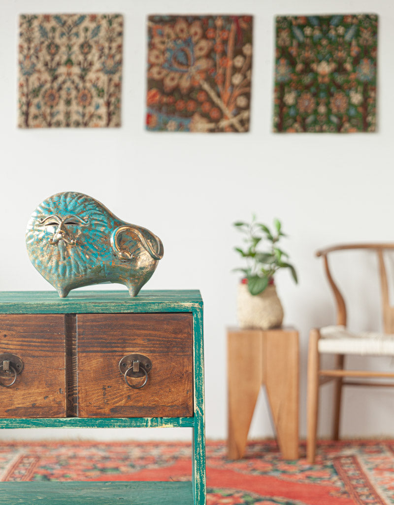 Handmade Lion man Statue - Gold plated