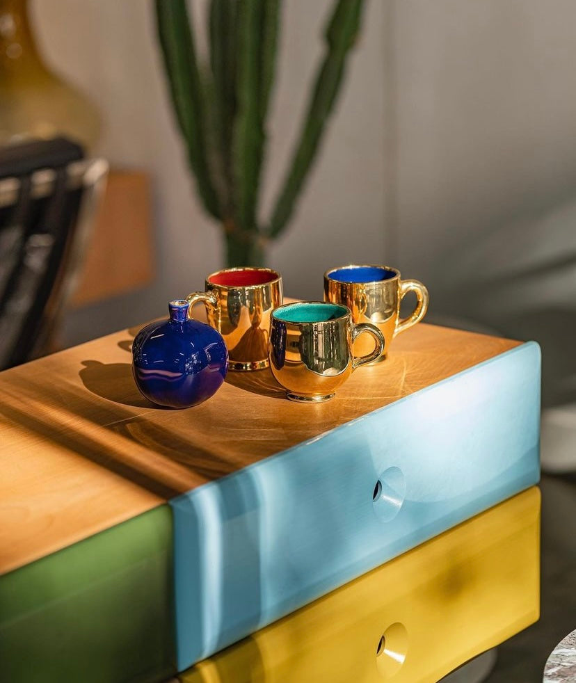 luxurious mug with real GOLD glaze handle