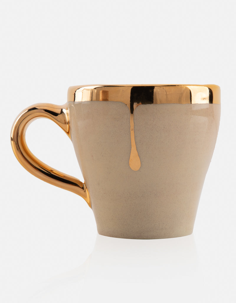 Ceramic cup and saucer Set- with gold plated edges