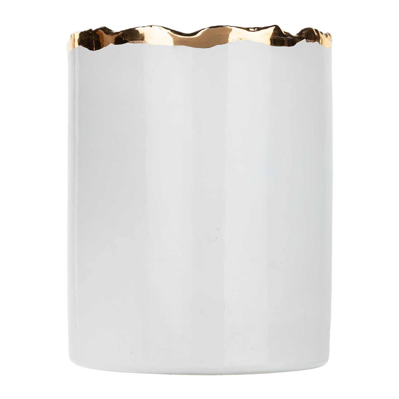 Large Gold Trimmed Wavy Planter/Vase - Berkeh 8-inch Height