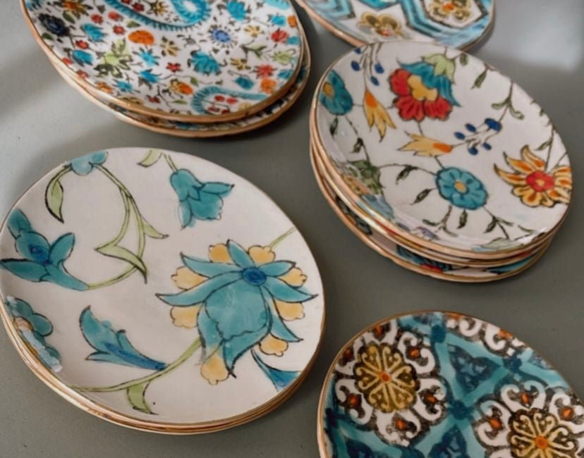 Round Ceramic Painted Salad Plate - Rastin collection