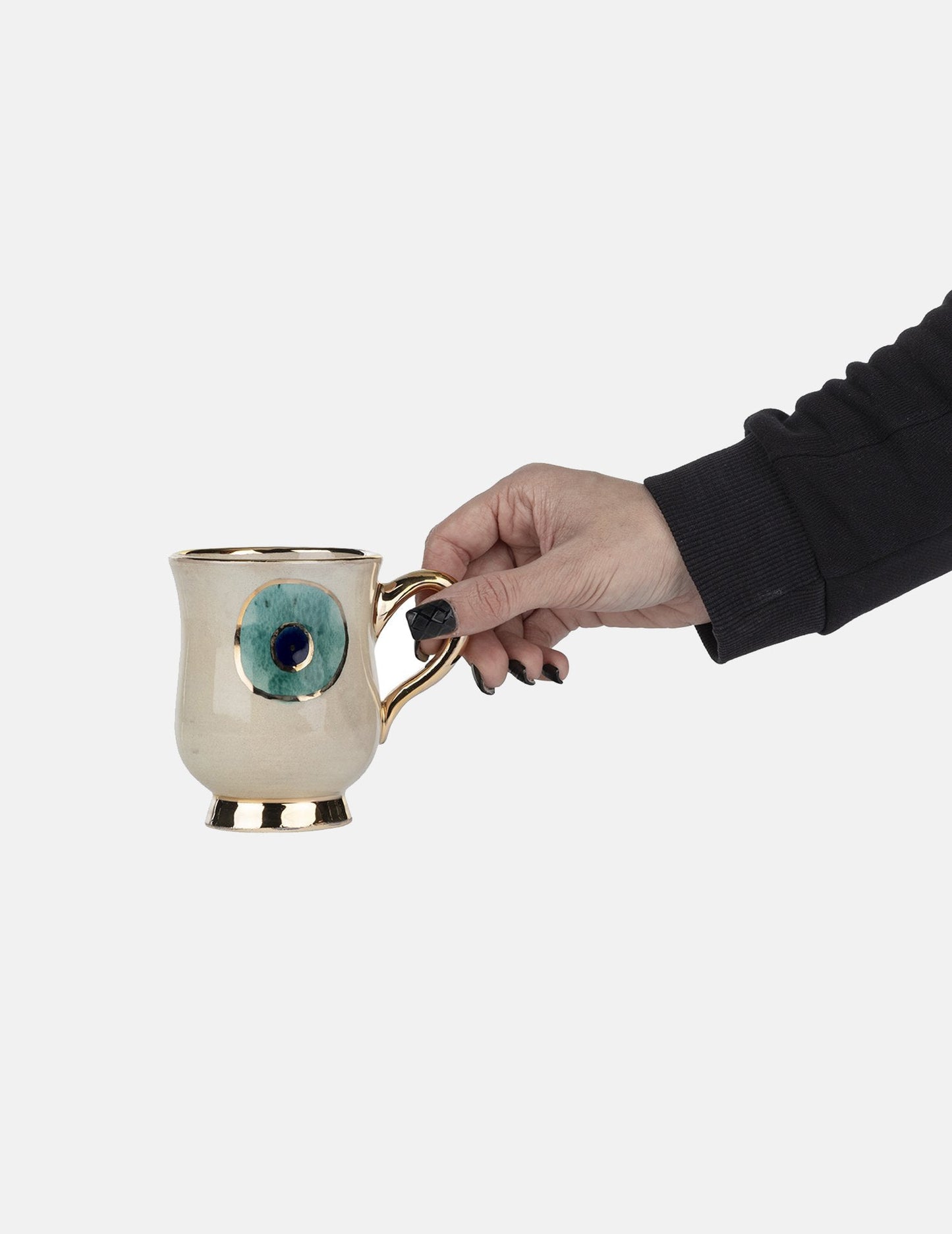 Slim Evil Eye Ceramic mug - With a gold plated edge