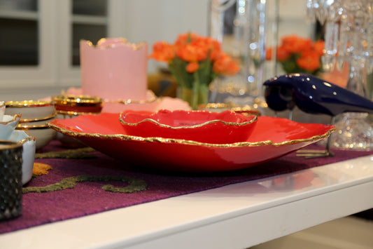 Gold Trimmed Wavy plate - Berkeh 17"