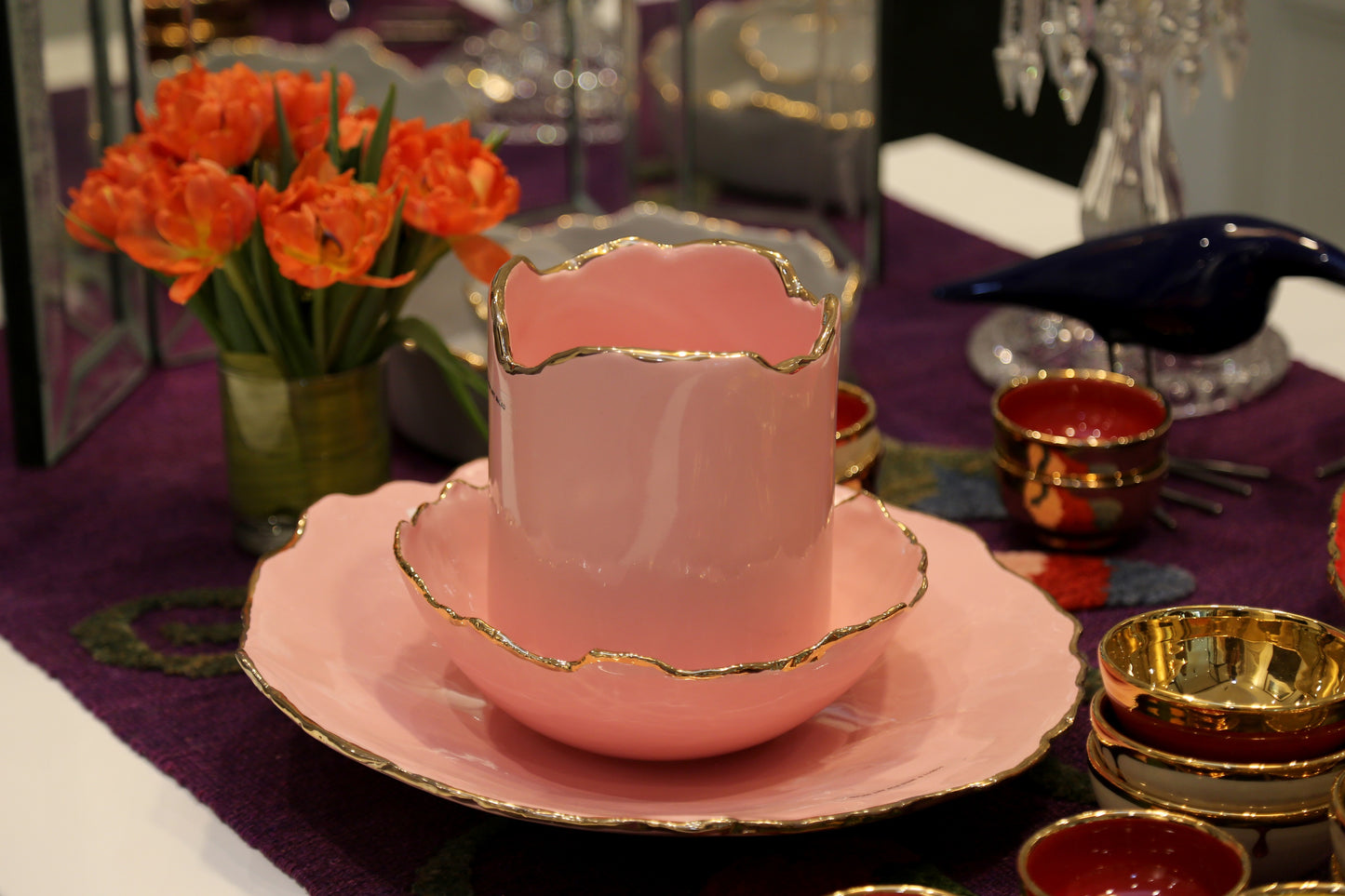 Gold Trimmed Wavy plate - Berkeh 17"