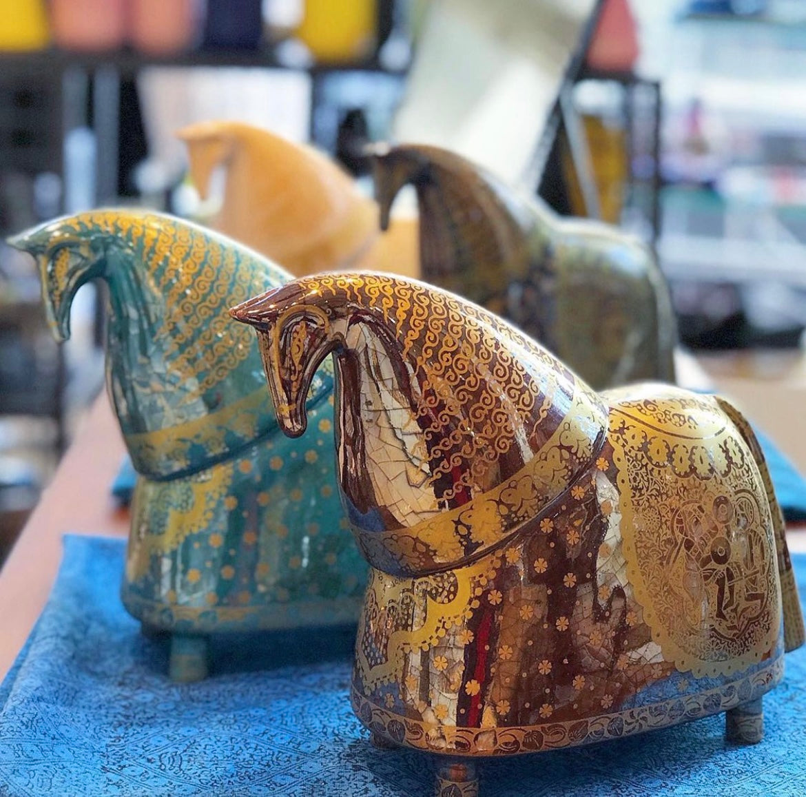 Modern Knight Horse Ceramic Statues