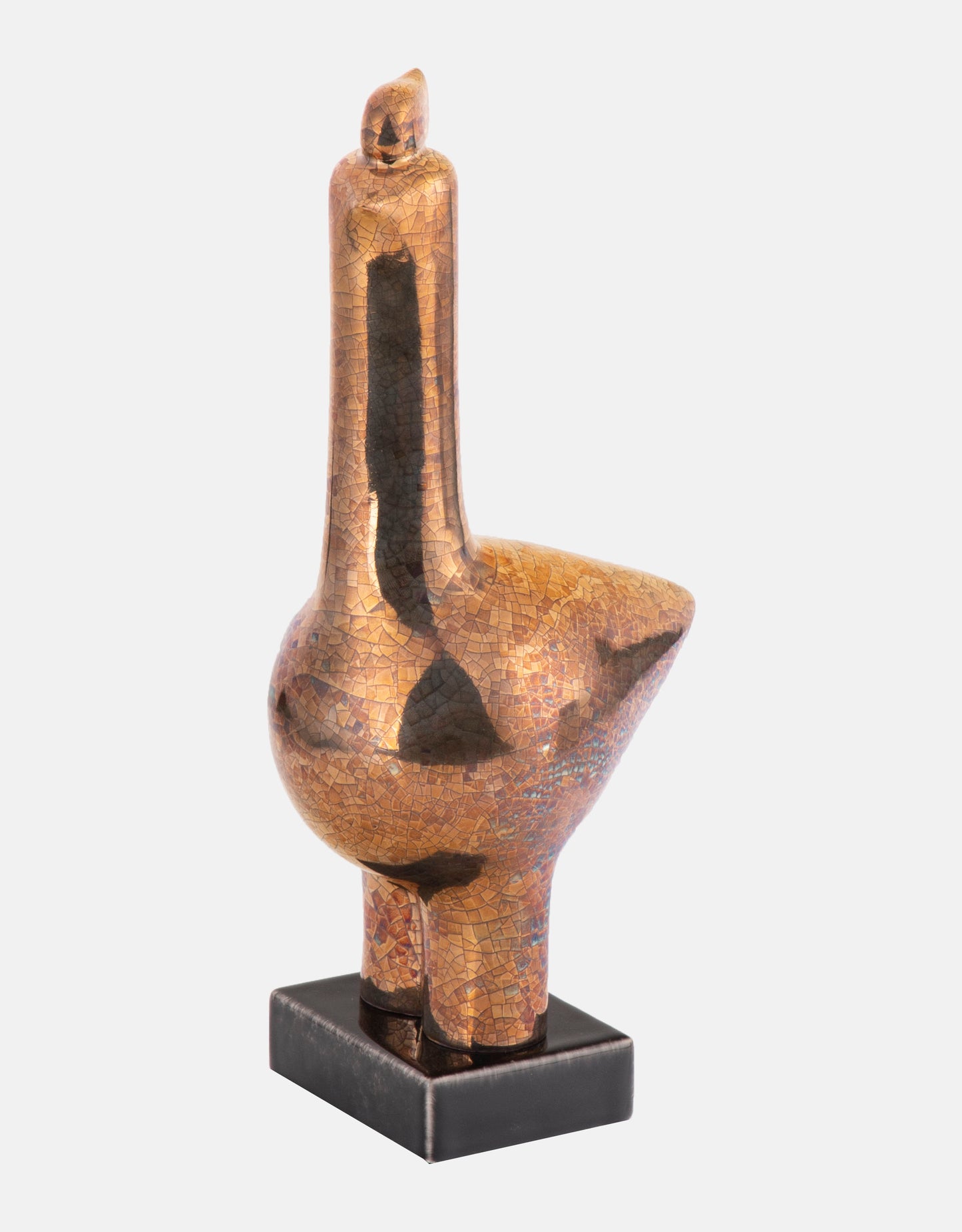 Modernist Ceramic Rose Gold-Plated Bird Sculpture- Rose Gold