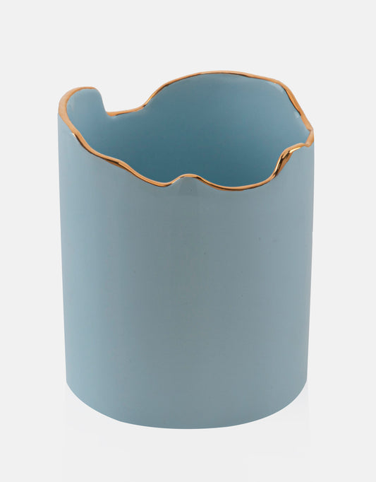 Small Gold Trimmed Wavy Planter/Vase - Berkeh 5.5"