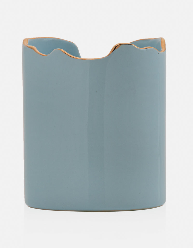 Small Gold Trimmed Wavy Planter/Vase - Berkeh 5.5"