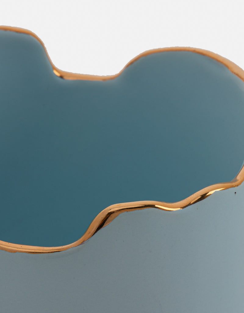 Small Gold Trimmed Wavy Planter/Vase - Berkeh 5.5"