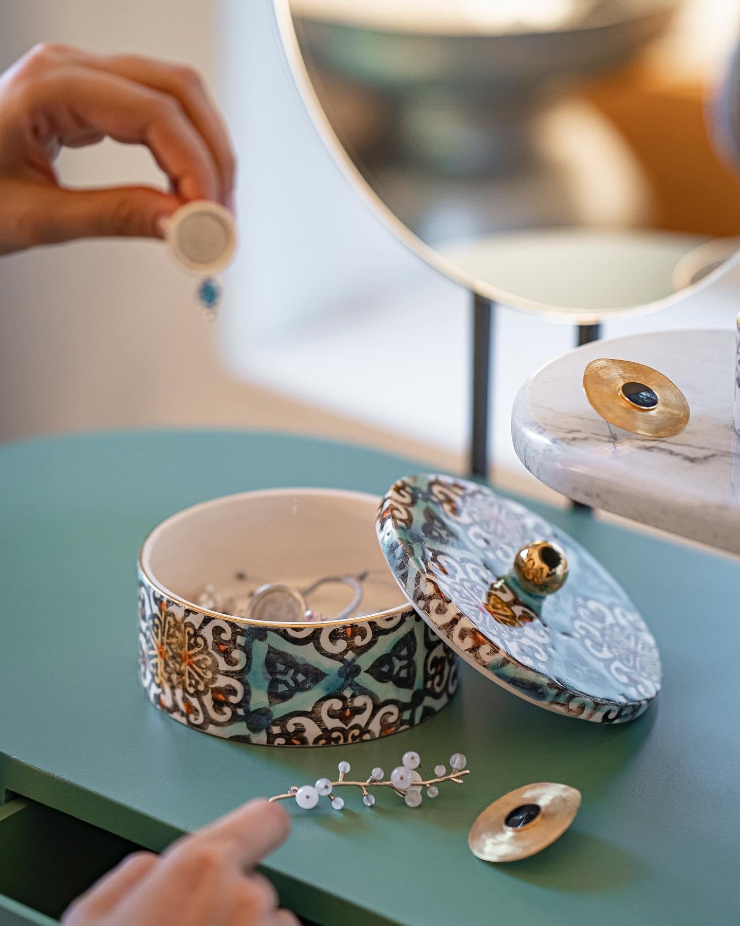 Round Ceramic Candy or Nut Box