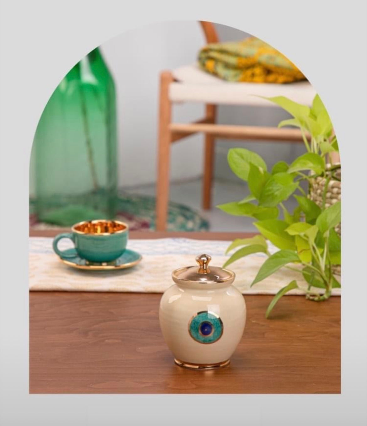 Evil Eye Candy/Sugar box With a 11k Gold Plated lid