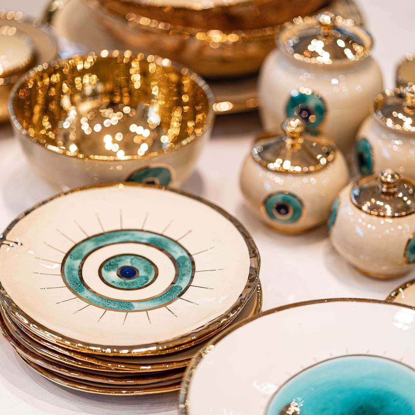 Evil Eye Candy/Sugar box With a 11k Gold Plated lid