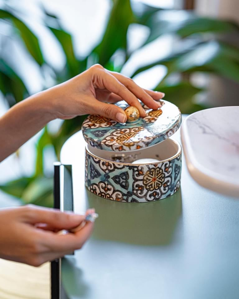 Round Ceramic Candy or Nut Box