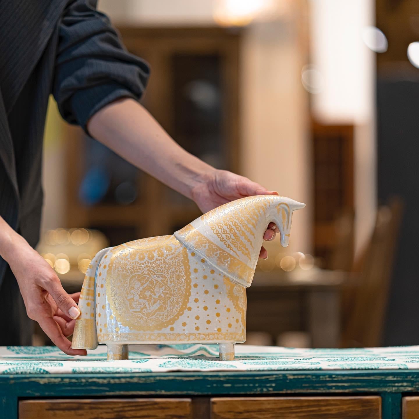 Modern Knight Horse Ceramic Statues