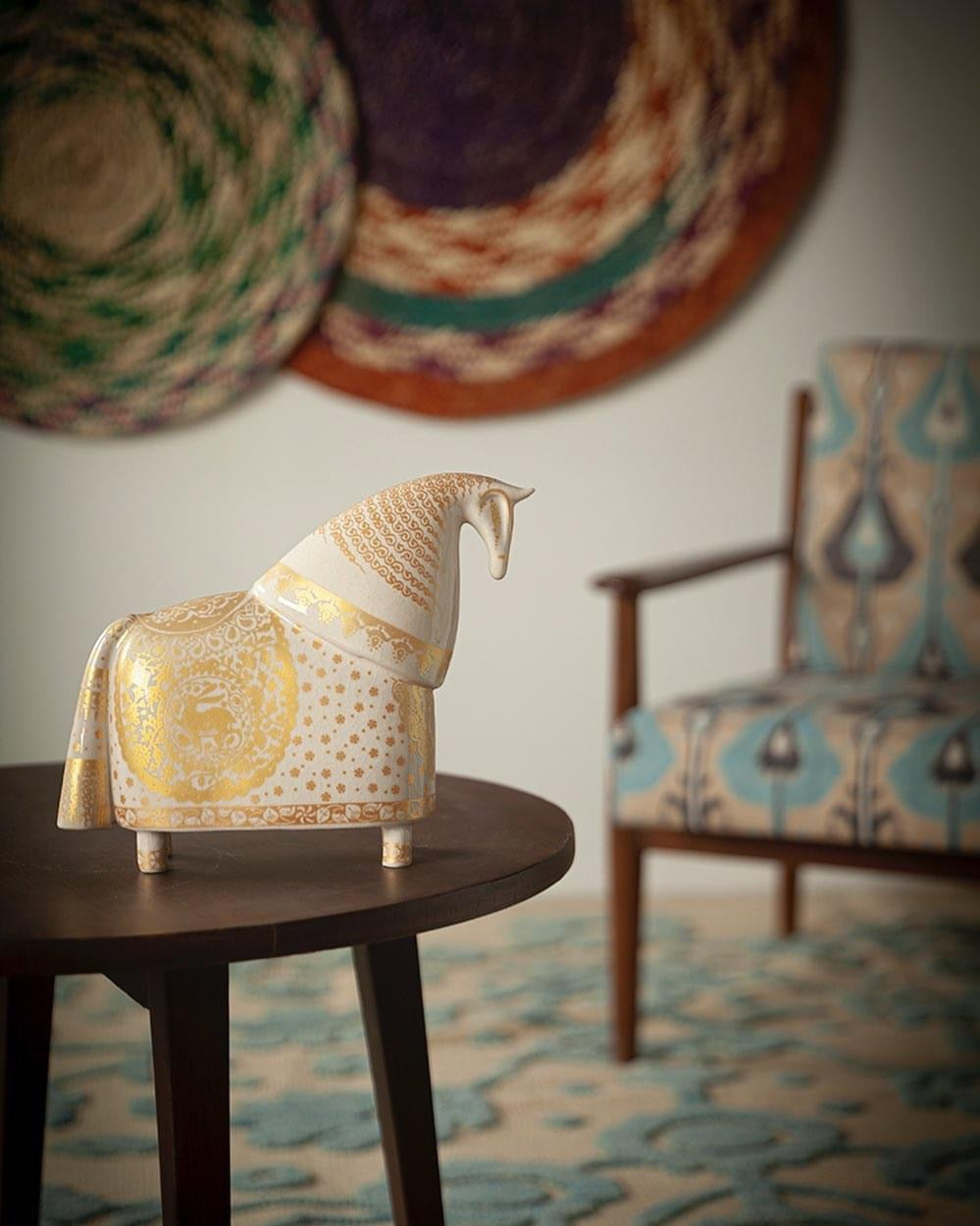 Modern Knight Horse Ceramic Statues