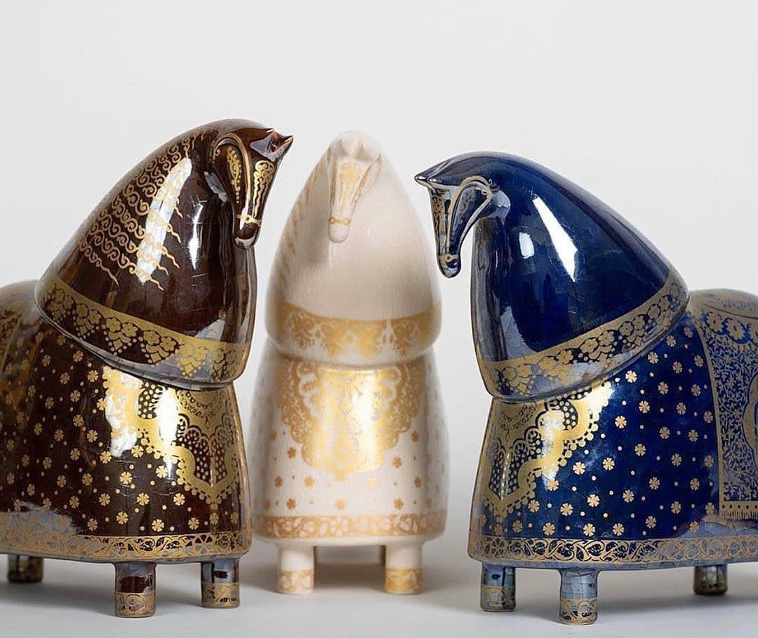 Modern Knight Horse Ceramic Statues