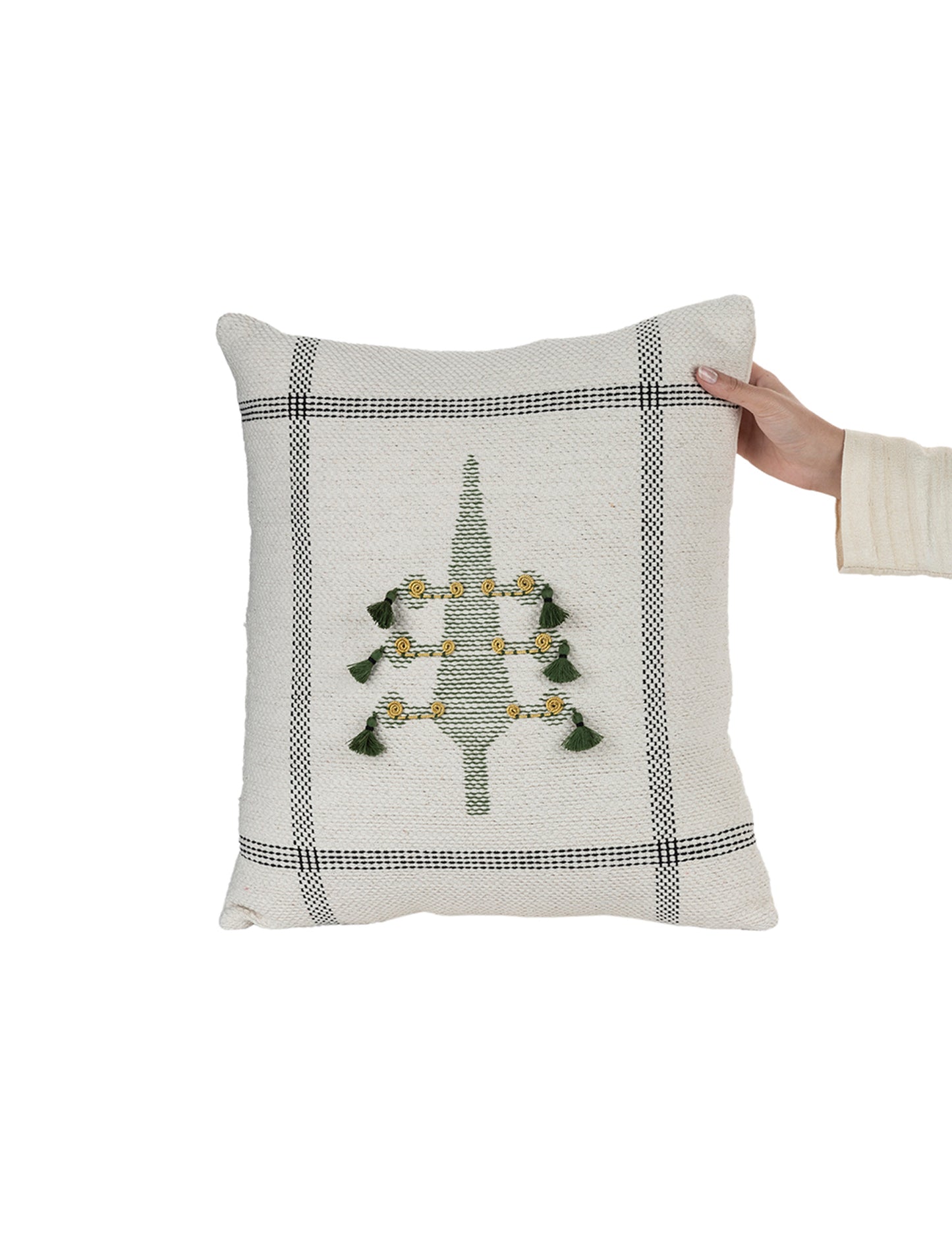 Hand-knit kilim cedar design cushion cover