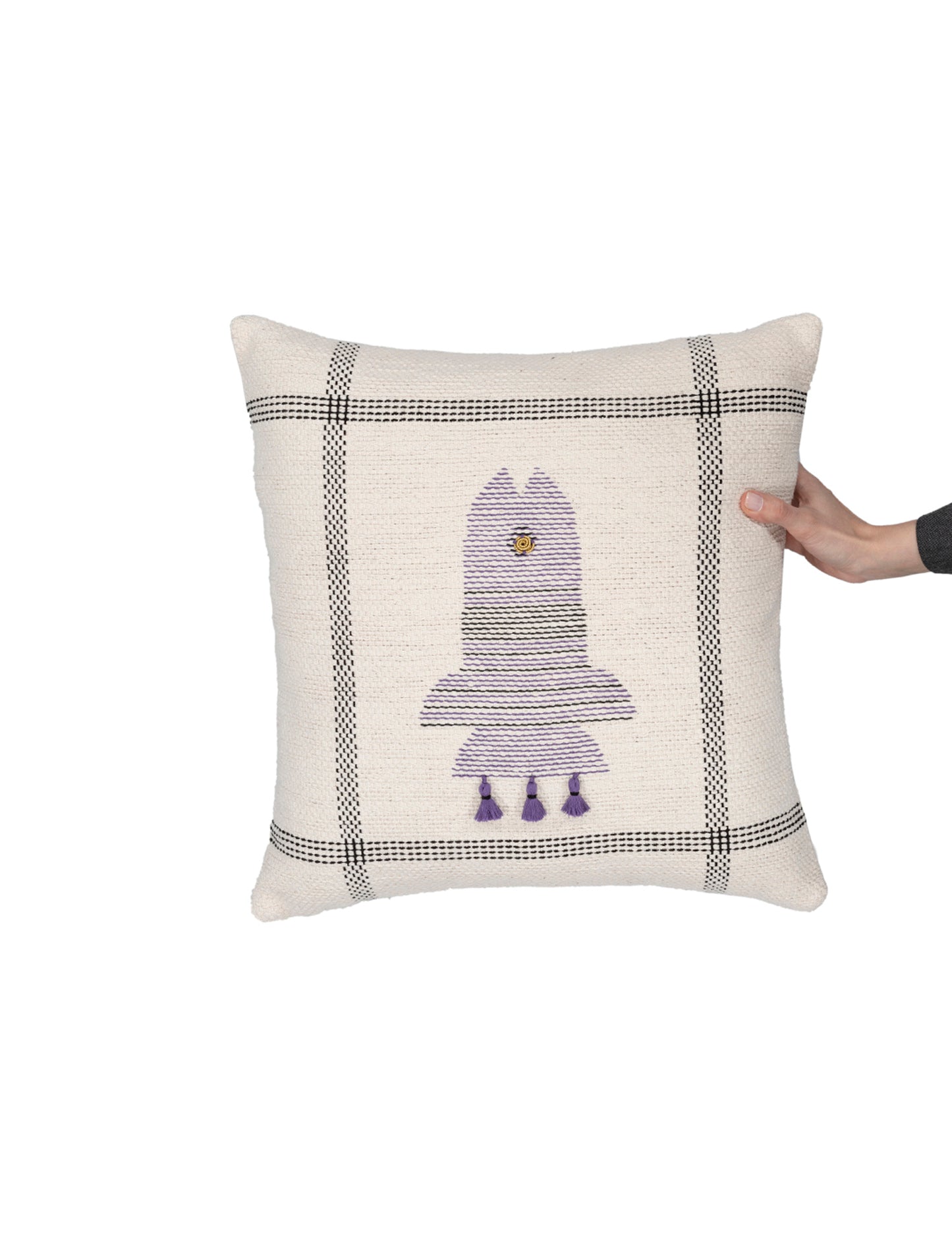 Hand-knit kilim fish design cushion cover