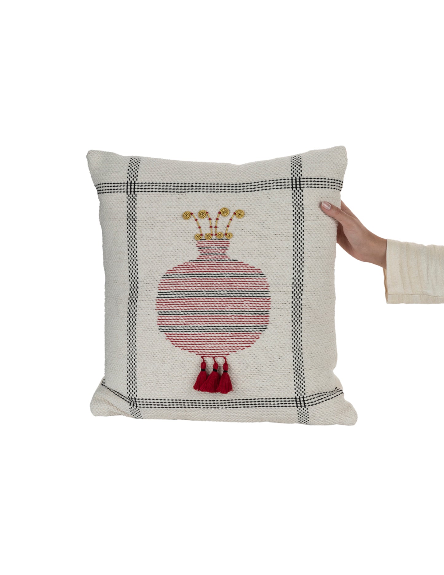 Hand-knit kilim pomegranate design cushion cover