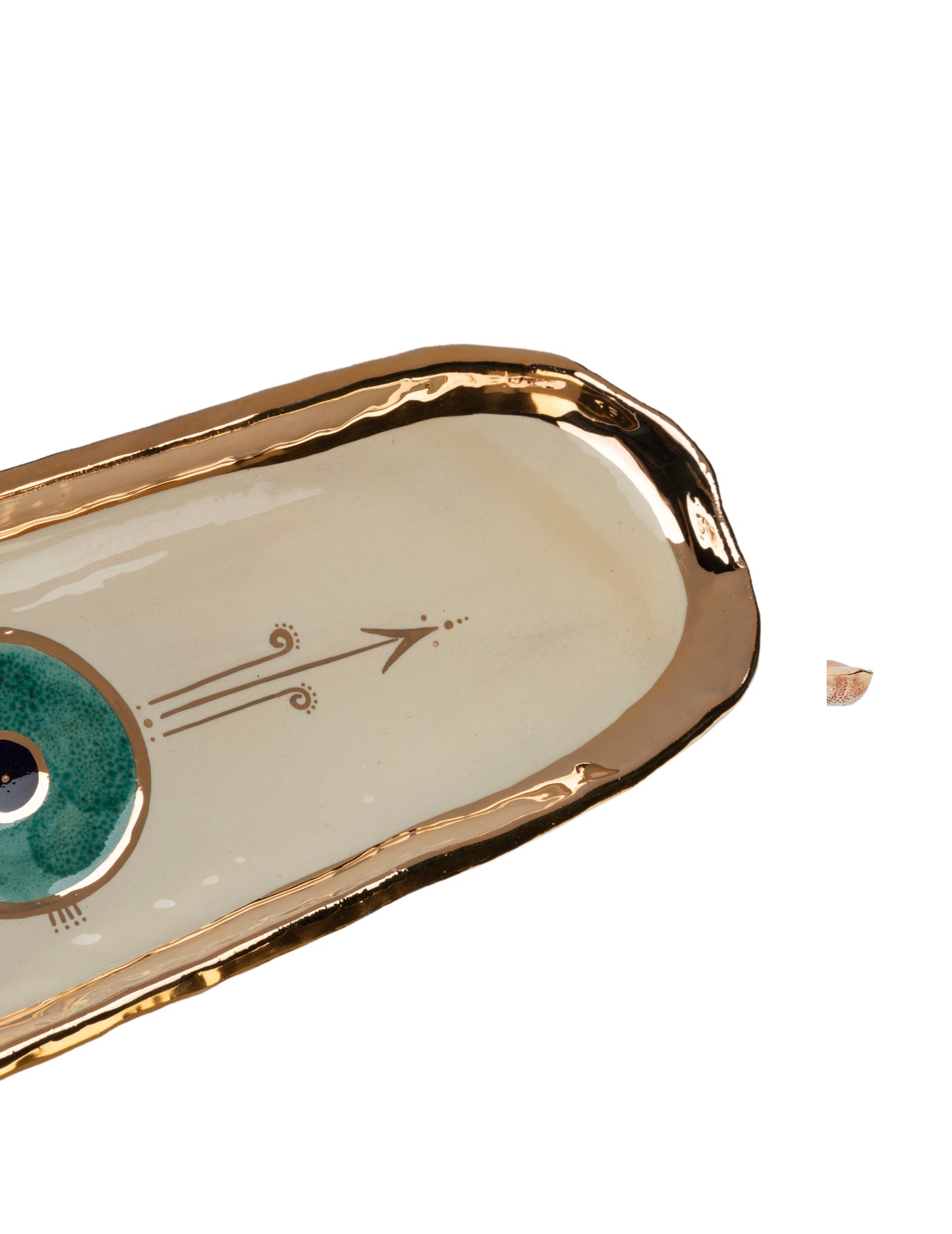 Ceramic Oval Gold Evil Eye dish Gold Plated, Serving board, Dessert platter