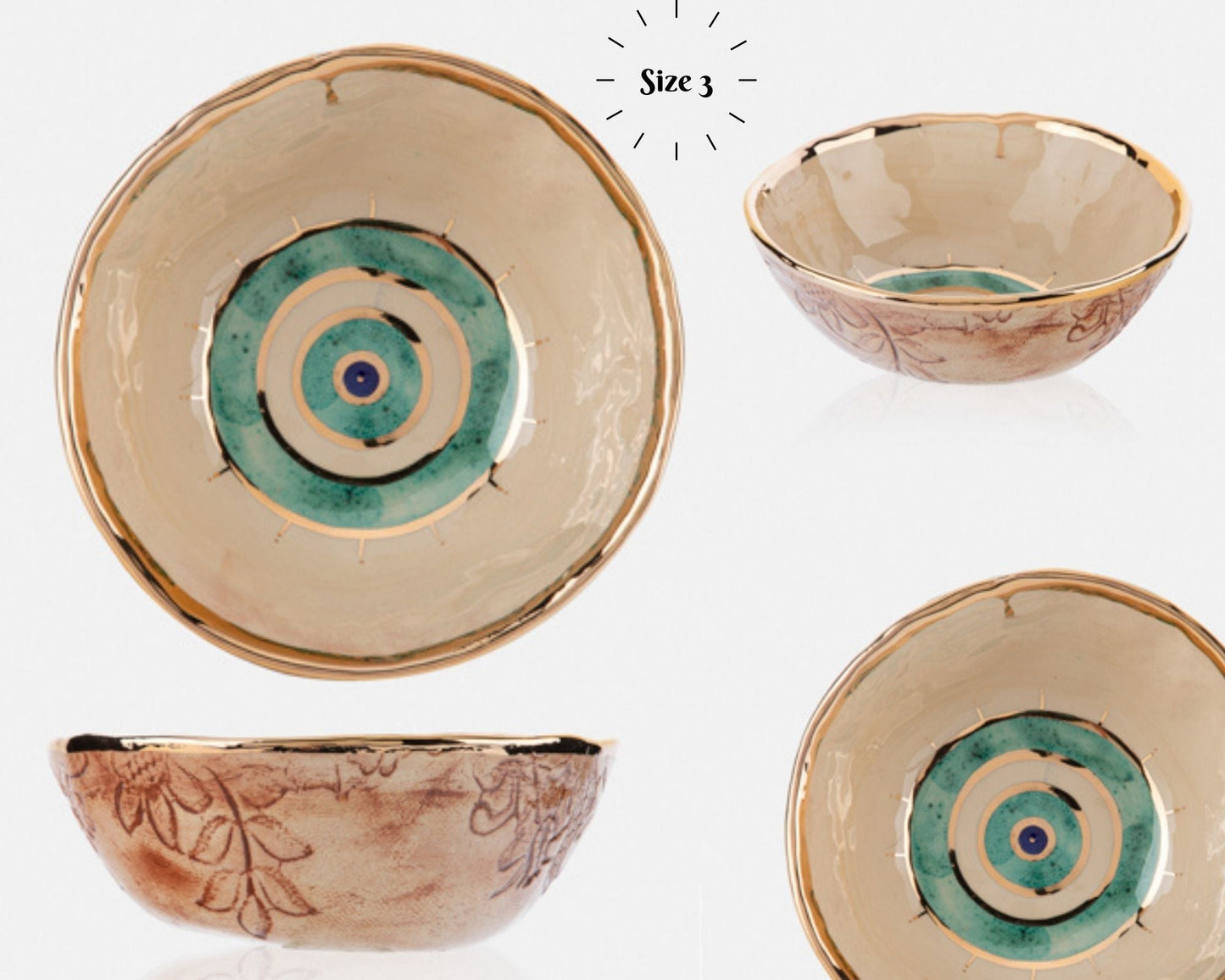 Ceramic Evil Eye Gold Plated Bowl | Miss Pop Art