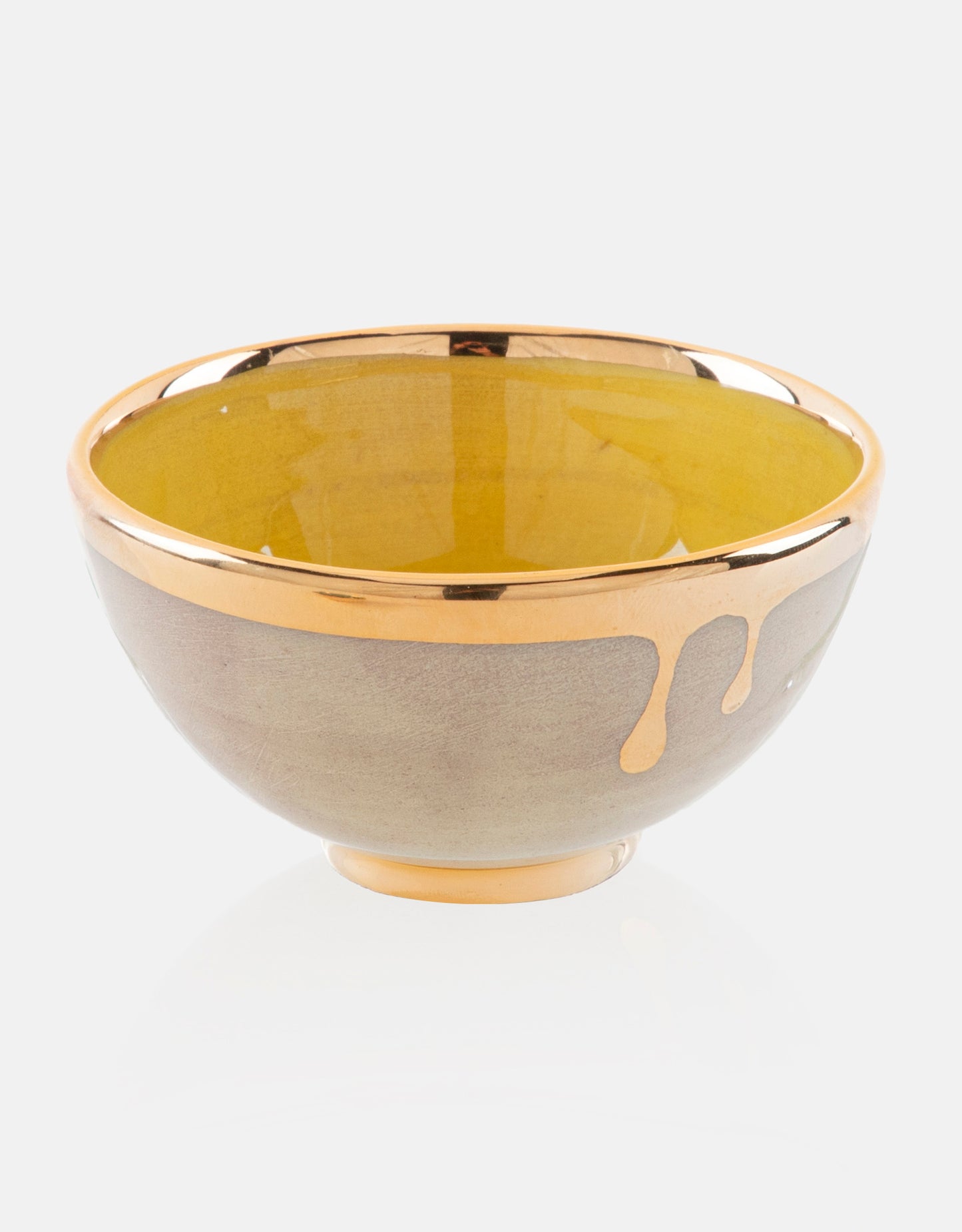 DECORATIVE Round Ceramic Bowl Handcrafted in 11Kt Gold