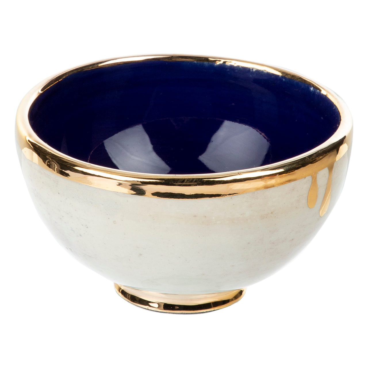 DECORATIVE Round Ceramic Bowl Handcrafted in 11Kt Gold