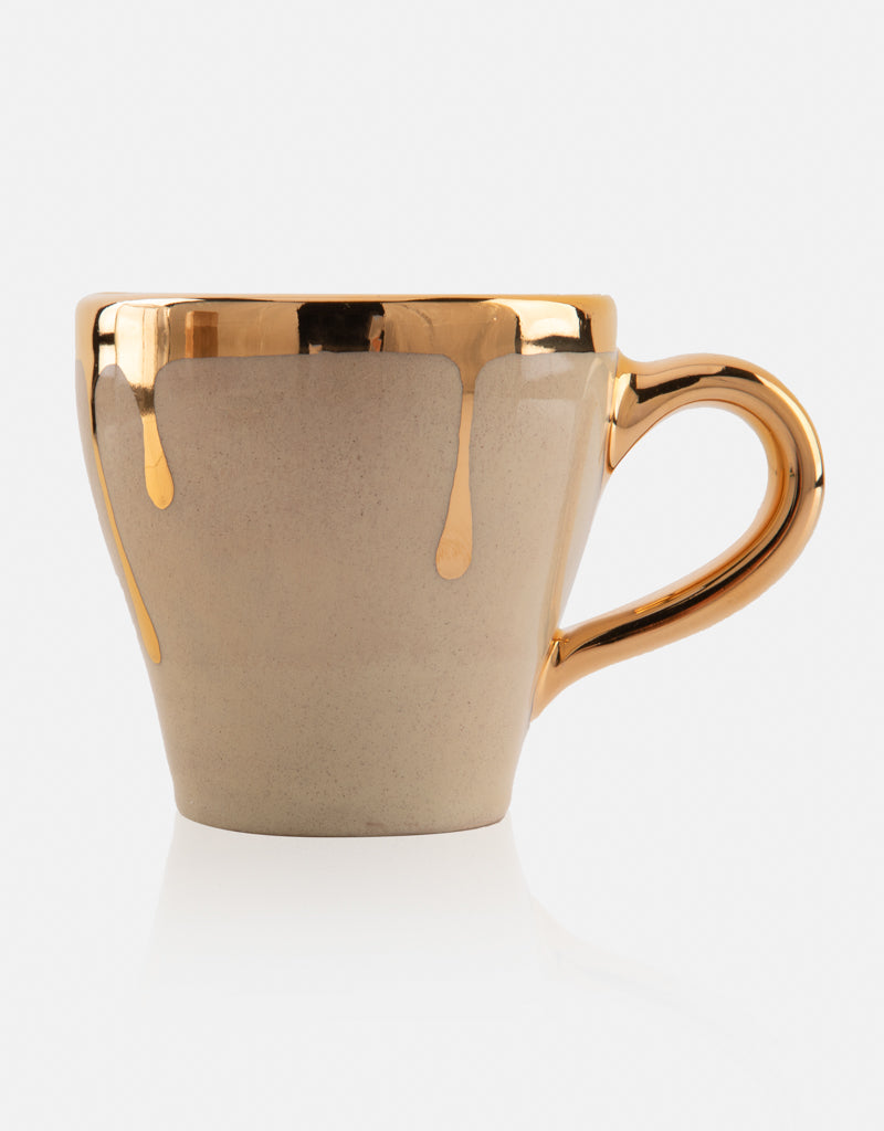 Ceramic cup and saucer Set- with gold plated edges