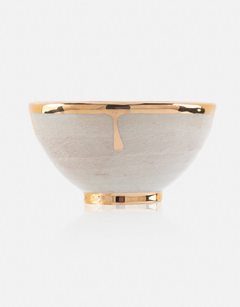 DECORATIVE Round Ceramic Bowl Handcrafted in 11Kt Gold