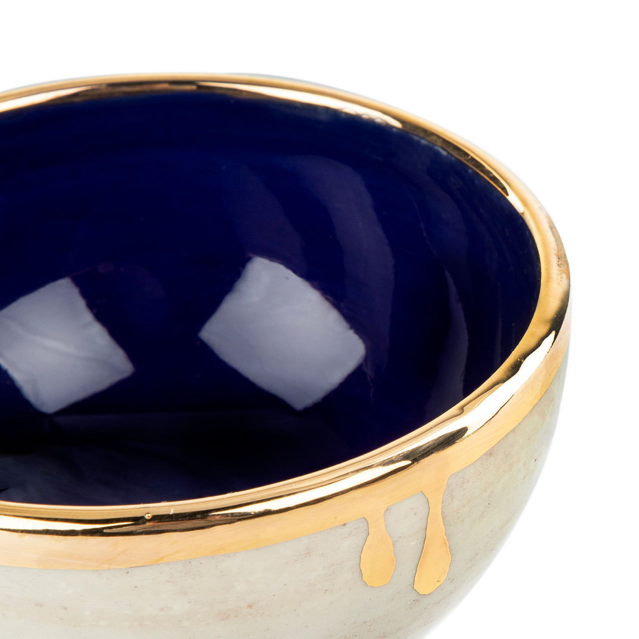 DECORATIVE Round Ceramic Bowl Handcrafted in 11Kt Gold
