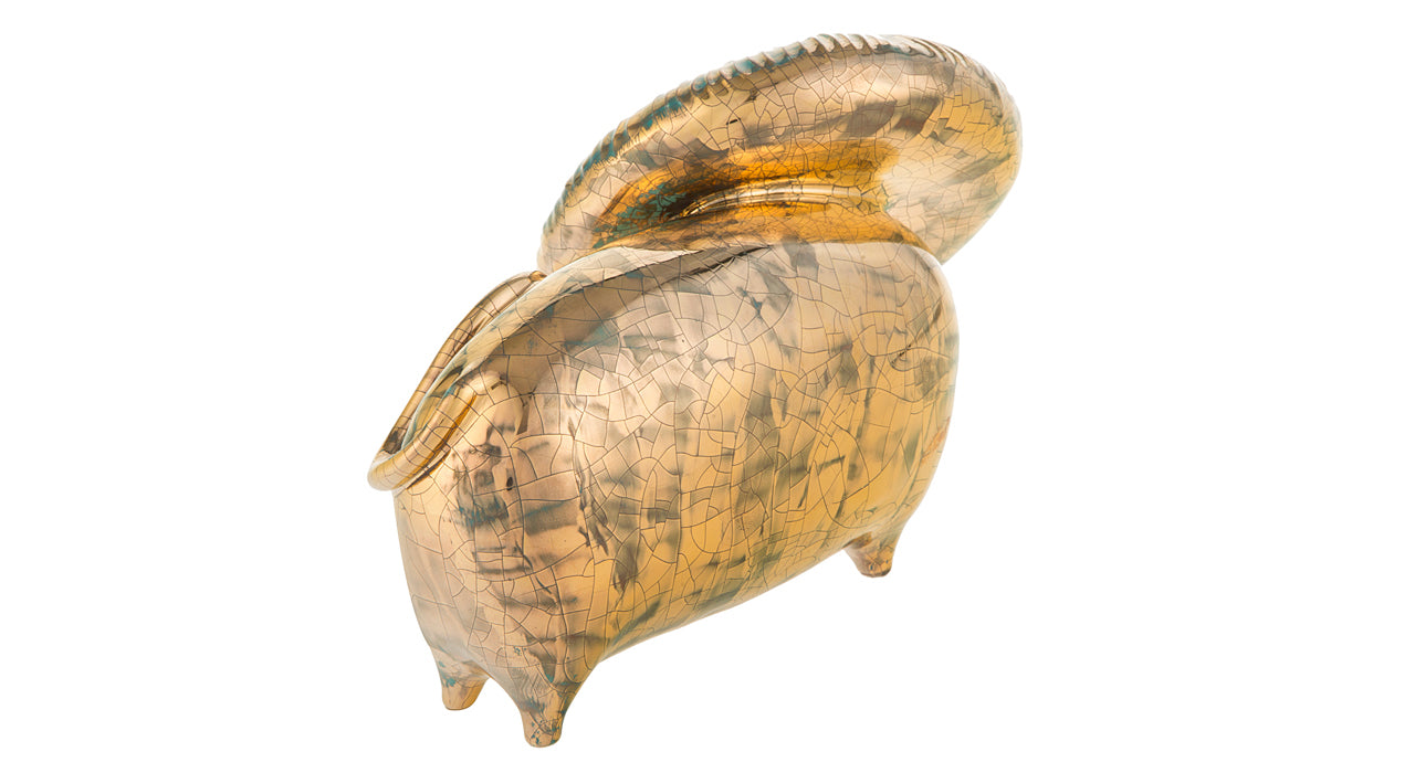 Handmade Gold-Plated Lion - Circle Face up