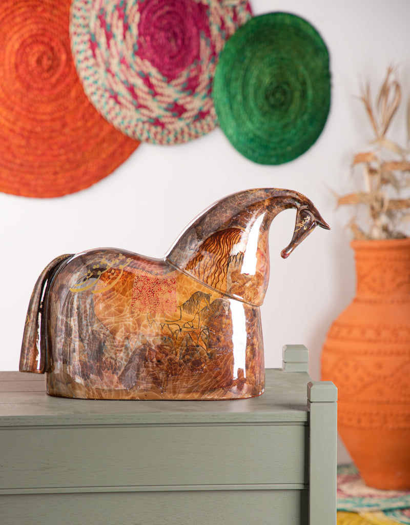 Handmade Ceramic Horse Sculpture - The King Tahmasb Horse - The King Horse Statue