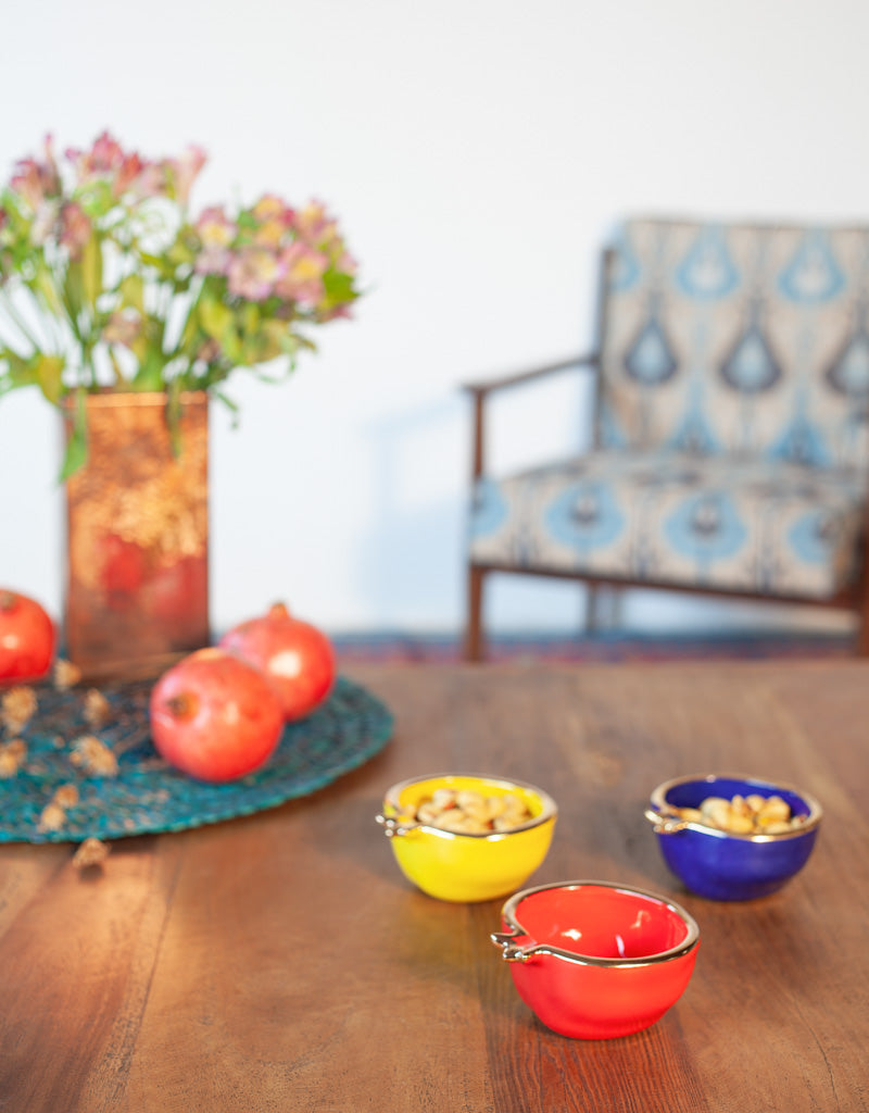 Gold Trim Pomegranate Bowl