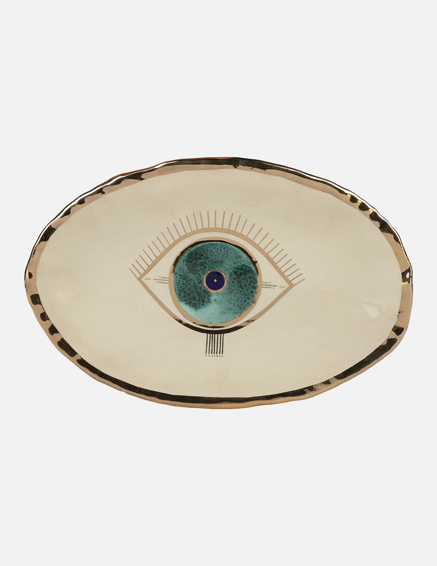 Evil Eye Gold Trim Serving Dish