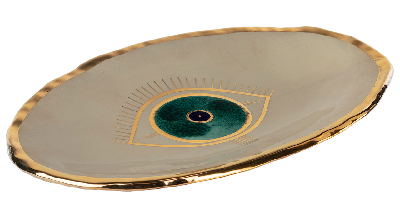 Evil Eye Gold Trim Serving Dish