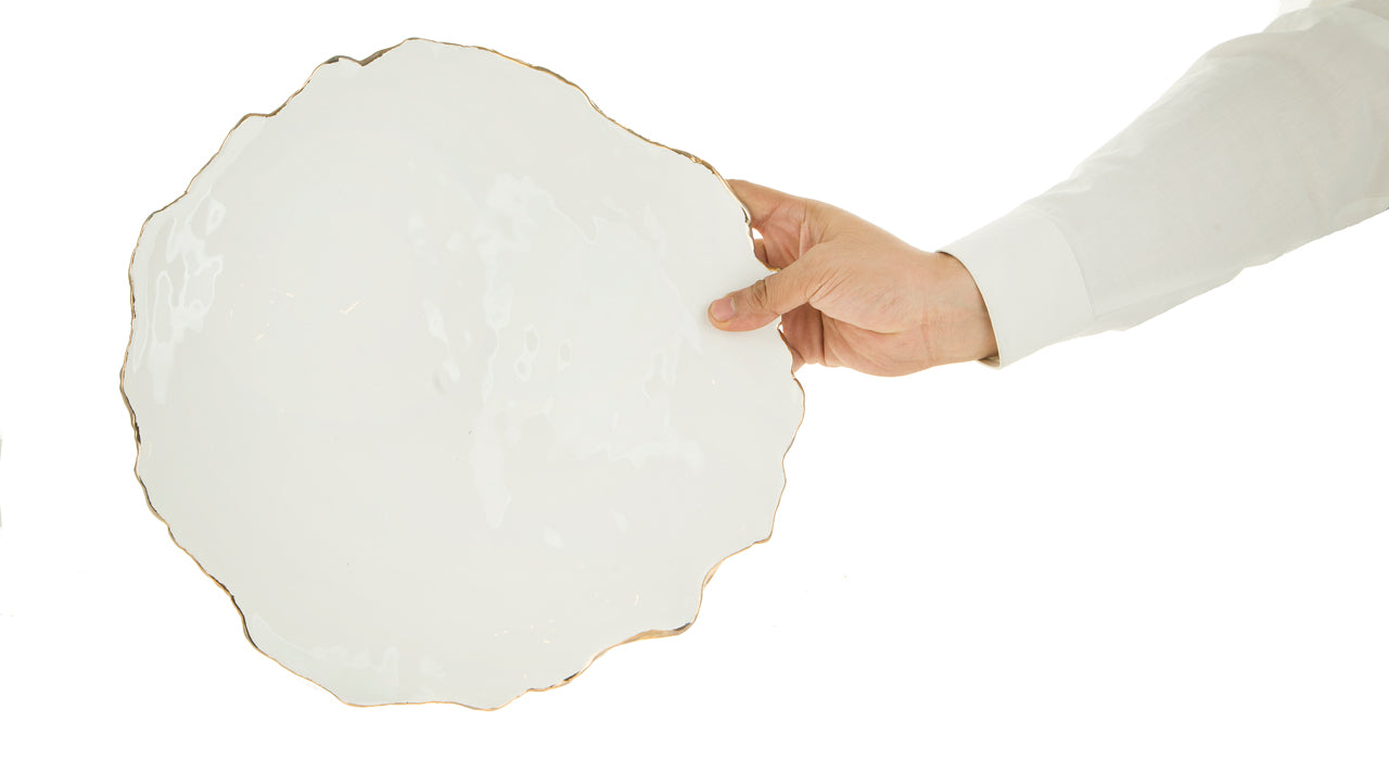 Gold Trimmed Wavy plate - Berkeh Size 7 (9")