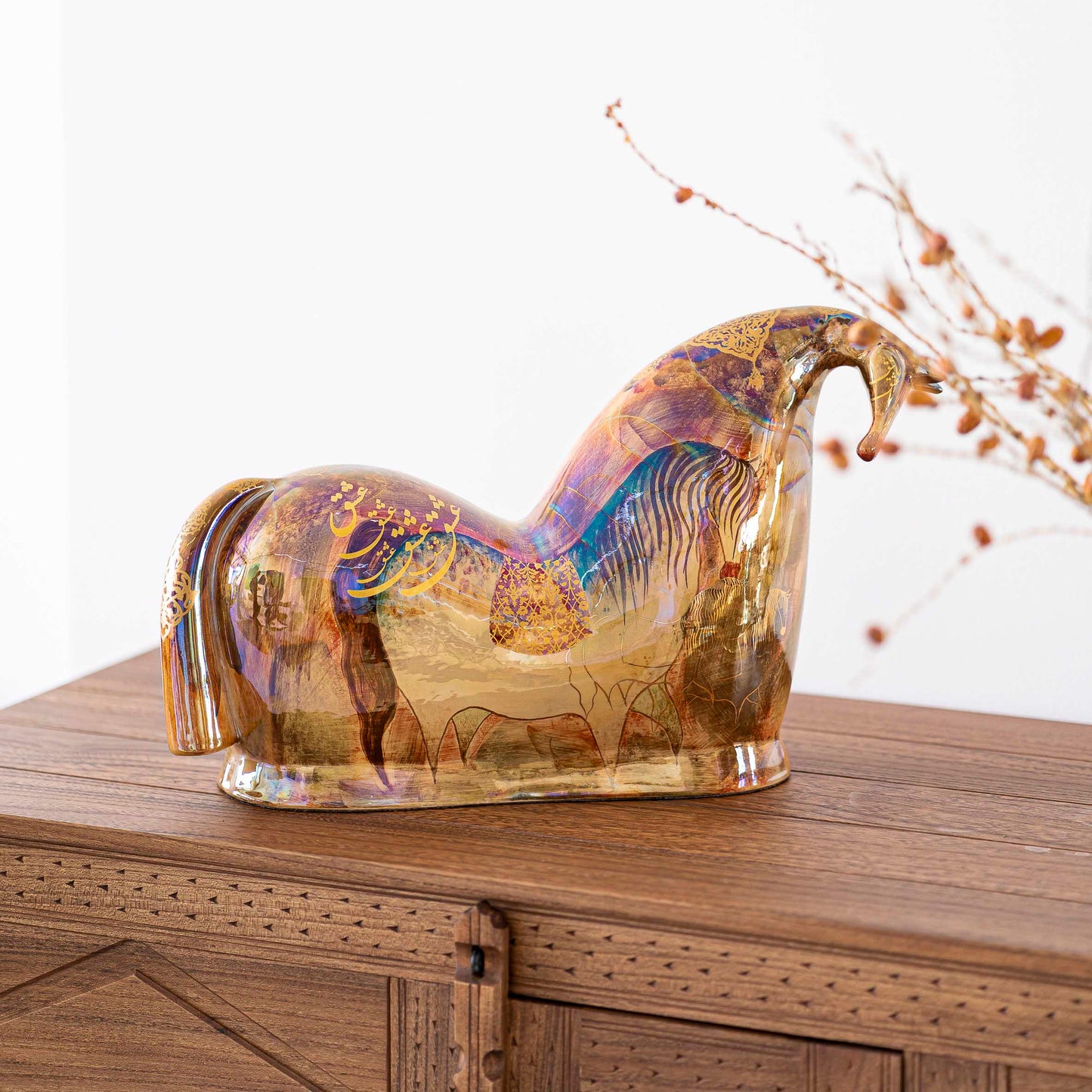 Handmade Ceramic Horse Sculpture - The King Tahmasb Horse - The King Horse Statue