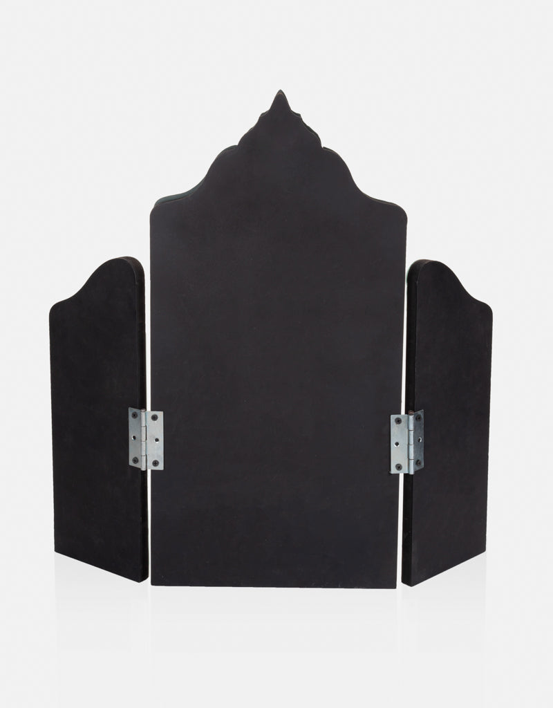 Trifold Glass Accents Vanity Mirror