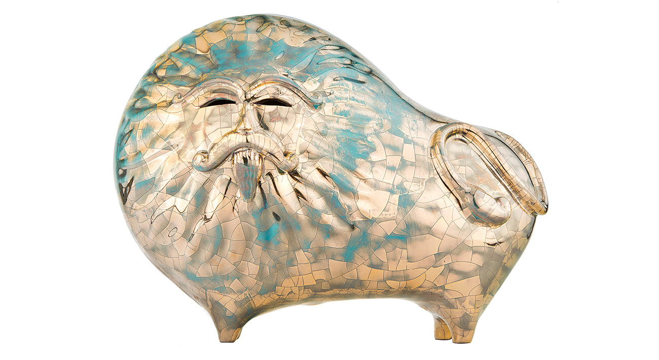 Handmade Lion man Statue - Gold plated