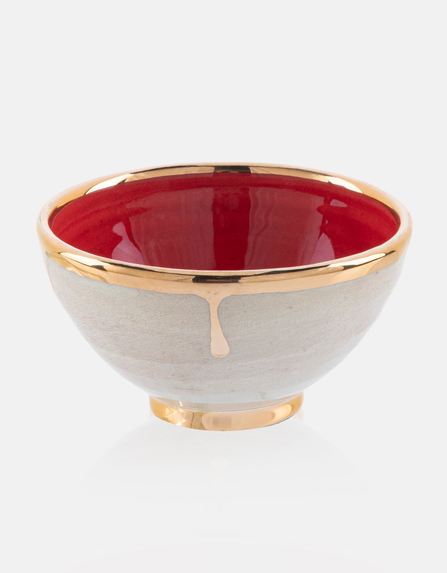DECORATIVE Round Ceramic Bowl Handcrafted in 11Kt Gold