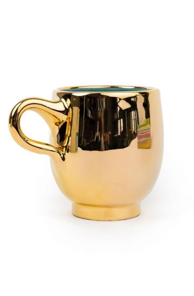 luxurious mug with real GOLD glaze handle