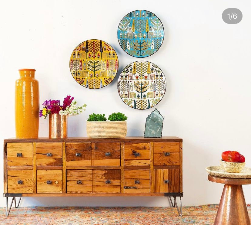 Colorful 8 Sedar Hand Painted Ceramic Plate