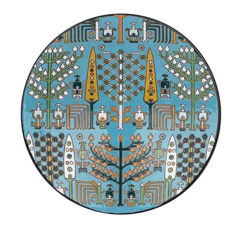 Colorful Hand-Painted Life's Trees Ceramic Plate