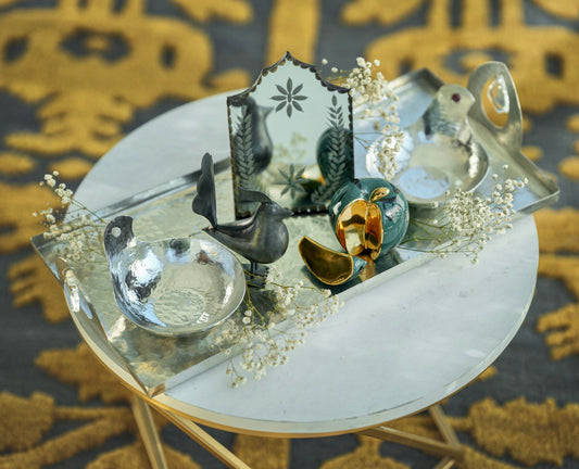 White Copper Tray & Copper Bowls 7Sin Set