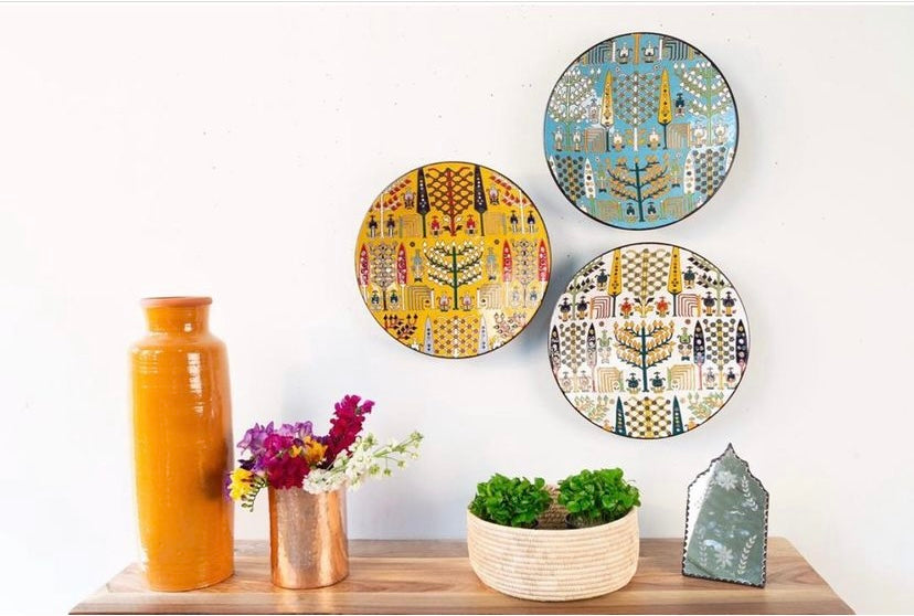 Colorful 8 Sedar Hand Painted Ceramic Plate