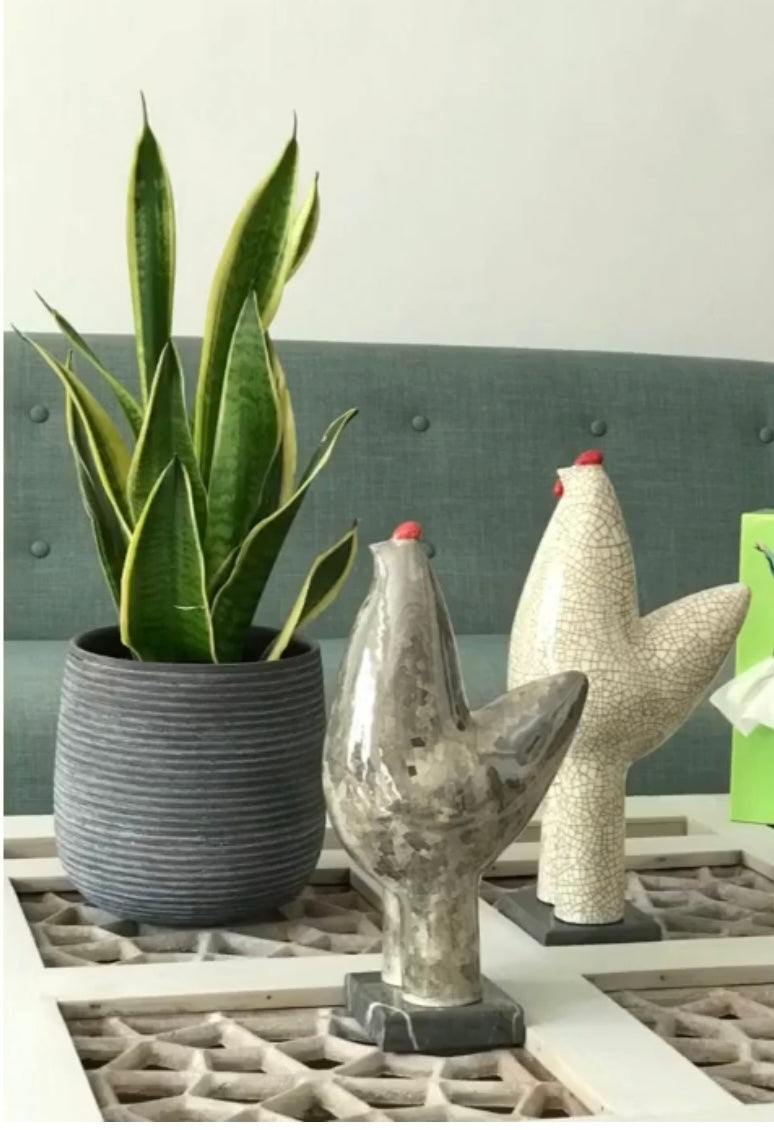 Ceramic Chicken / Roosters - Cracked glazed Painted