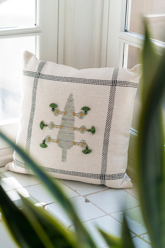 Hand-knit kilim cedar design cushion cover